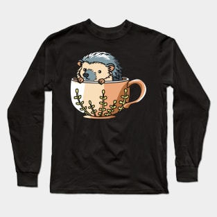 A cute hedgehog in a cup Long Sleeve T-Shirt